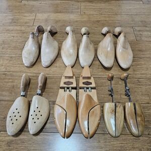 Vintage Wooden Shoe Trees Lot Of 6 Cedar West Germany,  France, London,  Sweden